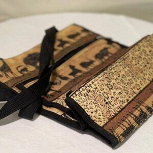 Safari Chic Vintage Tote + coin mini-bag- African Animal & Leopard Print